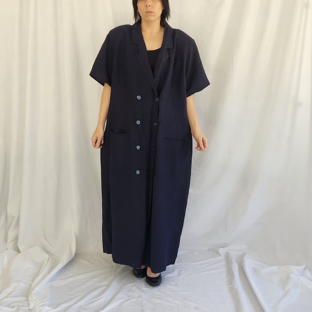Jessica London Blue‎ Linen Blend Maxi Dress